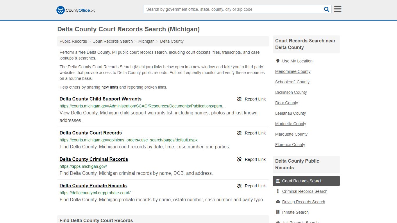 Delta County Court Records Search (Michigan) - County Office